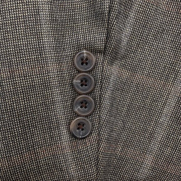 Hickey Freeman Blazer Men‎ 43 Brown Rust Windowpane Plaid Bespoke Union USA VTG - Picture 4 of 15